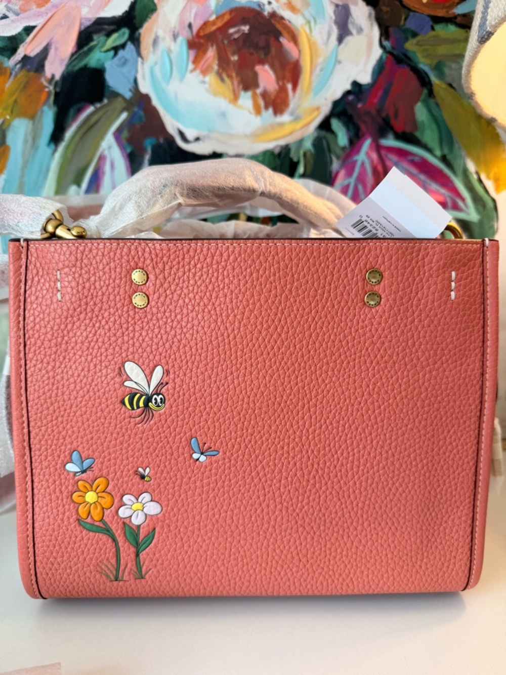 Sold Collectible DISNEY X COACH Rogue 25 Leather Mickey Mouse Flower Pink NWT - Picture 5 of 13
